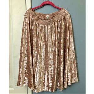 Pink velour long skirt